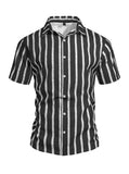 AIDASE  -  Summer New Men's Short Sleeve Shirt Beach Vacation Striped Casual Slim Fit Fashionable Collared T-Shirt for Men aidase-shop