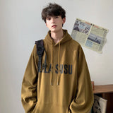 Letter Printed Hoodies Shirt Men Baggy Chic Muff Pockets Pullover Hoody Sweatshirt Streetwear Hip Hop Male Tops aidase-shop