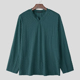 AIDASE  -  Men T Shirt Solid Color V Neck Long Sleeve Loose Fashion Casual Male Tee Tops Streetwear Korean Style Men Clothing S-5XL aidase-shop