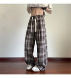 AIDASE  -  Men's Plaid Casual Pants Loose Straight Hong Kong Style Spring Autumn New Fashion Comfortable Breathable Men's Trousers aidase-shop