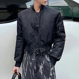 Aidase Mens Autumn Winter Casual Solid Color Thickened Pocket Short Jacket Genderless Korean Style Retro Trend Biker Jacket Unisex aidase-shop