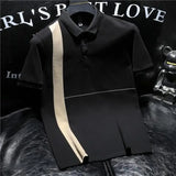 Aidase New Summer High-end Retro British Style Fashion Patchwork Contrasting Color Casual Business Loose Short Sleeved POLO Shirt