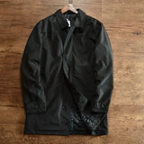 Aidase Men's Elegant Windbreaker Korean Style Simple Cotton Jacket for Warmth in Winter Medium Length Lapel Trench Coat Button Up Top aidase-shop