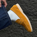 AIDASE  -  Spring Fashion Men's Frosted Leather Comfortable Anti Slip Bean Shoes New Summer Men Pointed Breathable Casual Business Loafers aidase-shop
