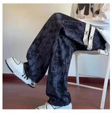 AIDASE  -  American Washed Tie Dye High Street Casual Pants Loose Straight Leg Long Trousers Men Women New Fashion Spring Autumn Versatile aidase-shop