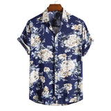 AIDASE  -  Roll-Up Sleeves Men'S Shirt With Pocket Casual Men'S Loose Lapel Print Color Contrast Ethnic Short Sleeve Roupas Masculinas aidase-shop