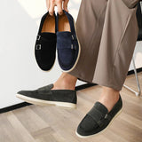 AIDASE  -  Suede Leather Men's Business Casual Shoes Handmade Double Buckle Loafers Leisure Slip on Flats Outdoor Male Driving Moccasins aidase-shop