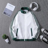 AIDASE  -  Spring Autumn Outdoor Men's Jacket Thin Stand Collar Casual Loose Fit Sportswear Korean Style Youth Slim Three Bars aidase-shop