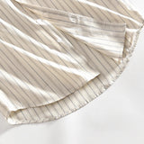 AIDASE  -  Summer Cotton Striped Shirt Men's Artistic Pinstripe Lapel Casual Short-sleeved Shirt Korean Fashion Exquisite Trend Solid Top aidase-shop