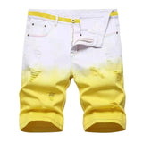 AIDASE  -  Men Summer Denim Shorts Y2K Fancy Gradient Color Breeches Fashion Holes Ripped Slim Straight Jeans aidase-shop
