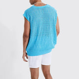 AIDASE  -  Summer Men Knit Sports Vest Sexy Hollow Out V-neck Sleeveless Tank Tops Casual Loose Mesh Knitted Waistcoat Tshirts Streetwear aidase-shop