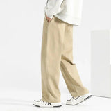 AIDASE  -  Men's Loose Wide-Leg Pants Solid Color Casual Straight Trousers Comfortable Daily Wear aidase-shop