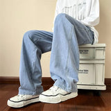 Jeans Men's Trendy Brand Loose Straight Leg Denim Pants Hip Hop Solid Color Casual Trousers Harajuku Male Bottoms aidase-shop
