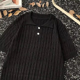 AIDASE  -  American Style Knitted Polo Shirt Short Sleeve Loose Casual Summer T-Shirt for Men Trendy Korean Brand Versatile Top aidase-shop