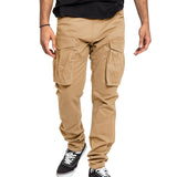 AIDASE  -  Spring Autumn Casual Pants Men Solid Color Cargo Pants Drawstring Multi Pocket Jogging Sports Mens Outdoor Straight Trousers aidase-shop