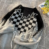 Aidase Sweaters Men Classic Fashion Popular Autumn Winter Plaid Heart-shape Pattern Contrast Color American Style Unisex Cozy Couple aidase-shop