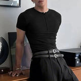 AIDASE  -  Men T Shirt Knitted Solid Color Zipper O-neck Short Sleeve Male Tee Tops Streetwear 2025 Fashion Casual Men Clothing