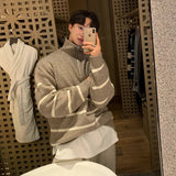 AIDASE  -  Autumn New Fashion Korean Style Men's Casual Trendy Loose Simple Basic Turn-down Collar Long Sleeve Half Zipper Knitted Pullover aidase-shop