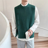 AIDASE  -  Asymmetric Design Men's knitted Vest Spring and Autumn Sleeveless O-neck Sweater Coat Korean Fashion Tank Tops Male Waistcoat aidase-shop