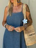AIDASE  -  Solid Loose Denim Camisole Maxi Dress Women Casual Daily Commuting Sleeveless Backless Long Dresses 2025 Summer Outdoor Vestidos aidase-shop