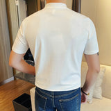 AIDASE  -  Men's 46% Cotton Semi-Turtleneck Tee | Slim Fit Casual Short Sleeve Shirt Stylish Slim-fit Semi-high Neck Breathable T-shirt aidase-shop