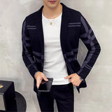 Aidase Men's Knitted Sweater Jacket Men Fashion High Quality Brand Slim Striped Long Sleeve Suit Collar Cardigan Wool Jacket Coat aidase-shop