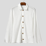 AIDASE  -  Men Shirt Hollow Out See Through Solid Color Lapel Long Sleeve Men Clothing Streetwear Loose 2025 Fashion Casual Tops aidase-shop