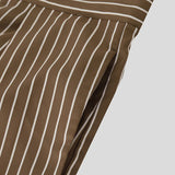 AIDASE  -  Men Striped Pants Button Joggers Loose Casual Wide Leg Trousers Men Streetwear Fashion Leisure Long Pants S-5XL aidase-shop