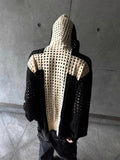 AIDASE  -  Mens Clothing Cross Hollow Wool Knit Hooded Shoulder High Street Loose Sweater Hoodie Zipper Jacket Autumn/Spring ropa hombre aidase-shop