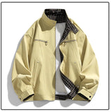 AIDASE  -  American Style Spring Autumn New Fashion Men's Spliced Casual Trendy Simple Basic Loose Stand Collar Long Sleeve Jackets Coats aidase-shop