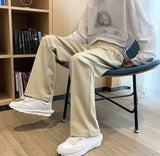 AIDASE  -  Fluid Khaki Trousers for Men Draped Wide Leg Man Suits Pants Formal High Quality Work Wear Tailoring Slacks Thin Casual Fashion aidase-shop