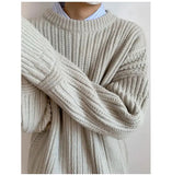 AIDASE  -  Laid-ba Twist Knit Sweater Thiened round Ne Casual Versatile Trendy for Men And Women Autumn Winter Comfortable Loose Fit aidase-shop