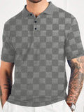 AIDASE  -  [Checkerboard] Texture design sense short-sleeved T-shirt men 2024 summer new fashion brand lapel POLO shirt aidase-shop