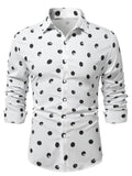 AIDASE  -  Spring and Autumn Polka Dot Print Long Sleeve Men's Shirt Casual Shirt aidase-shop