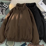 AIDASE  -  Retro Japanese Style Loose Casual Shoulder Zipper Jacket for Men And Women Spring Autumn Stand Collar Workwear Coat aidase-shop