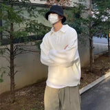 Aidase Knit Polo Sweat Shirt Men's Clothing Unicolor T Man Plain Xl Harajuku Fashion 90s Vintage Elasticity Emo One Piece Tee It A Top aidase-shop
