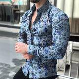 AIDASE  -  Men's Fashionable All-Match Long-Sleeved Shirt Printed Casual Flower Shirt aidase-shop