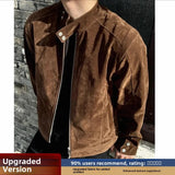 AIDASE  -  Caramel American Retro Stand Collar Jaet Men's ort Design Sense Vintage Sle High-End Feel Outerwear Autumn Season aidase-shop