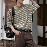 AIDASE  -  Men T Shirt Striped Summer O-neck Short Sleeve Male Tee Tops Streetwear Korean Style Fashion Casual Men Clothing aidase-shop