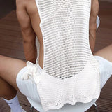 AIDASE  -  Summer Men Tide Fashion Loose Perspective Hollow Out Side Strap Casual Sexy Tank Tops Chic Ins Mesh Streetwear Vest aidase-shop