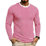 AIDASE  -  Slim Fit Long Sleeve T-Shirt for Men round Neck Striped Casual Korean Style Autumn Fashion Men's Base Shirt Breathable Antiba aidase-shop