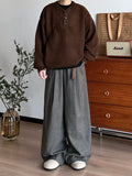 AIDASE  -  Loose Casual Pants Men Women Straight Leg Wide Leg Pants Drapey Long Pants Vintage Plaid Belted Loose Fit Casual Trousers aidase-shop
