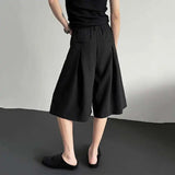 AIDASE  -  Men Suit Shorts Simple Pleated Design Casual Solid Color Trousers Straight Wide Leg Loose Male Bottom Korean Summer aidase-shop
