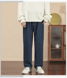AIDASE  -  New Korean Fashion Men's Casual Ankle-Length Jeans Classic Man Straight Denim Wide-leg Pants Light Blue Grey Black 3XL aidase-shop