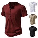 AIDASE  -  Men's Henry casual fashion basic short sleeve fashion pullover T-shirt aidase-shop