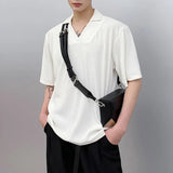 AIDASE  -  Summer New Men Ins Tide Chic High Street Young Style Casual Solid Color Pullover V-Neck Fashion Short Sleeve T-shirt HK5053 aidase-shop