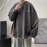 Korean Men Sweatshirts Hip Hop Solid Color Basic O Neck Oversized Pullovers  Autumn Fashion Casual Long Sleeve Tops aidase-shop