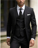 Aidase Elegant Men's Suits Full Set (Jacket+Vest+Pants ) Army Green Slim FIT Business Casual Tuxedo Blazer Beige Groom Wedding Suits aidase-shop