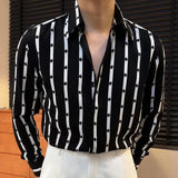 Aidase Stripe Color Contrast Shirt Social Business Shirt Men British Slim Shirt Trend Men Office Button Down Long Sleeve Shirt aidase-shop