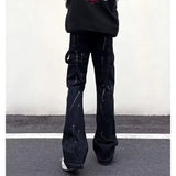 AIDASE  -  American High Street Splashed Denim Micro Flared Jeans Unisex Vintage Slimming Loose Straight Leg Casual Trousers aidase-shop